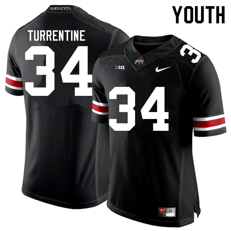 Ohio State Buckeyes Andre Turrentine Youth #34 Black Authentic Stitched College Football Jersey